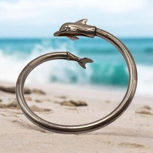 Vintage KABANA Sterling Silver Dolphin Bracelet size 6-7